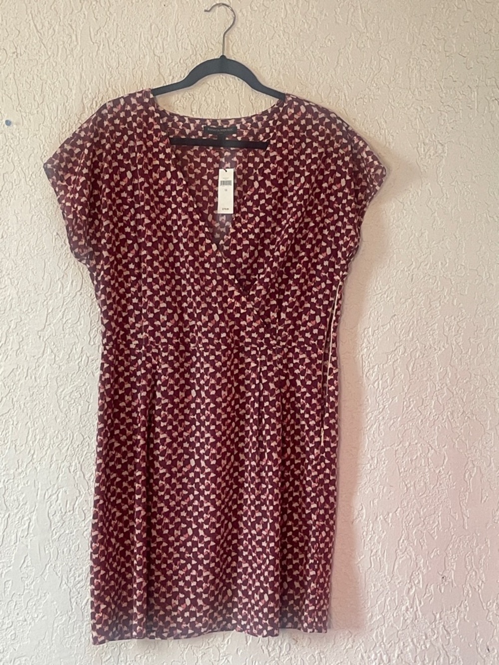 Banana Republic Burgundy & Cream Printed Midi Dress